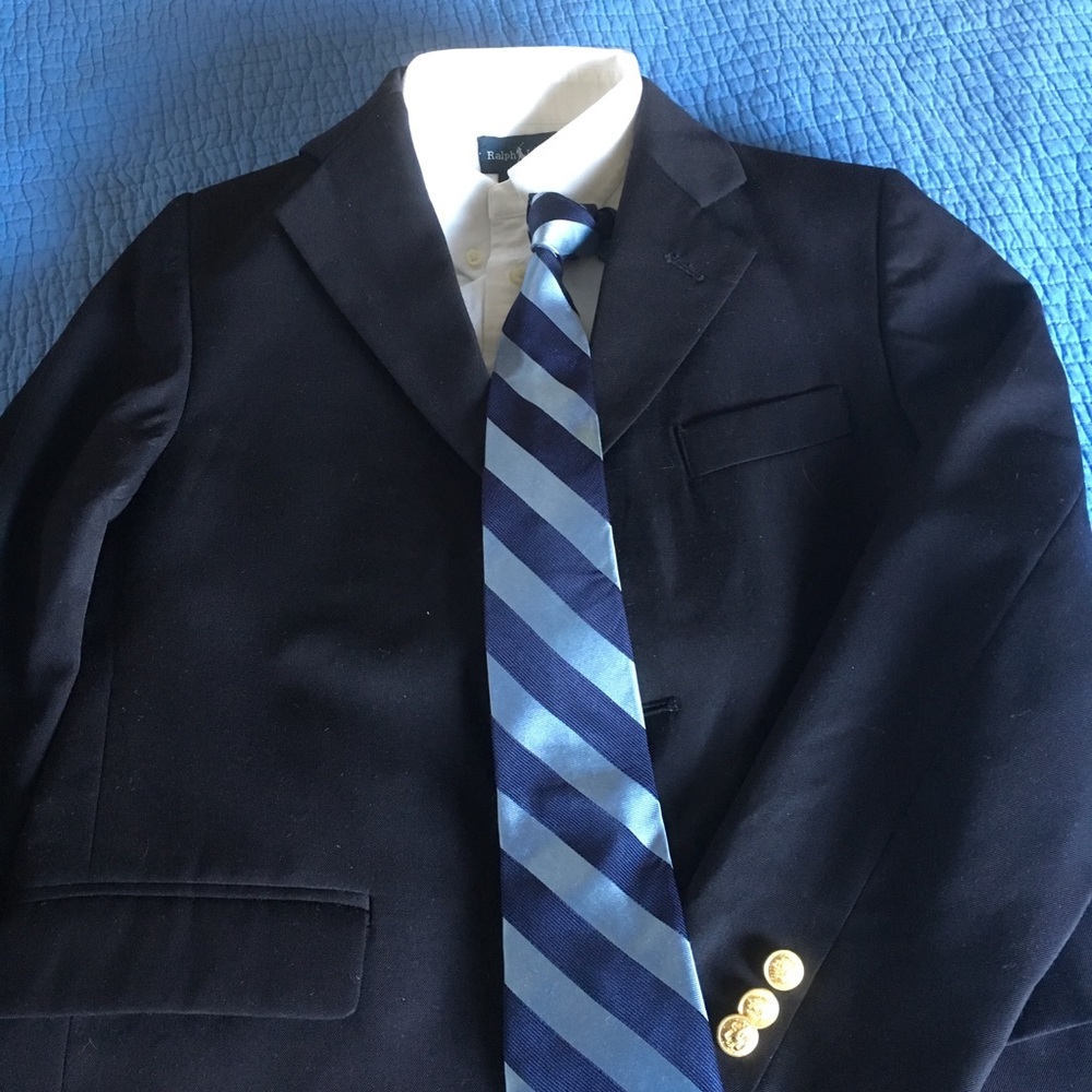 Blue blazer with gold-toned buttons